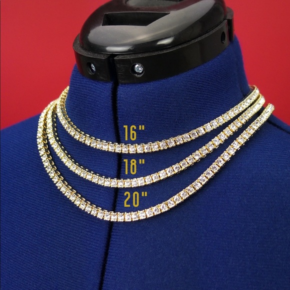 Modern Other - 18” Gold Plated CZ Diamond Simulated Tennis Chain